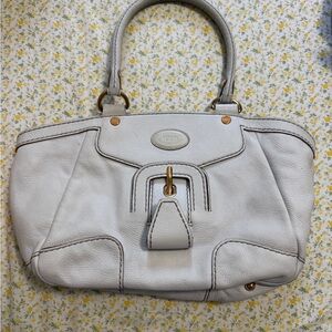 Tod’s White Leather Satchel Tote Bag – Classic Italian Luxury